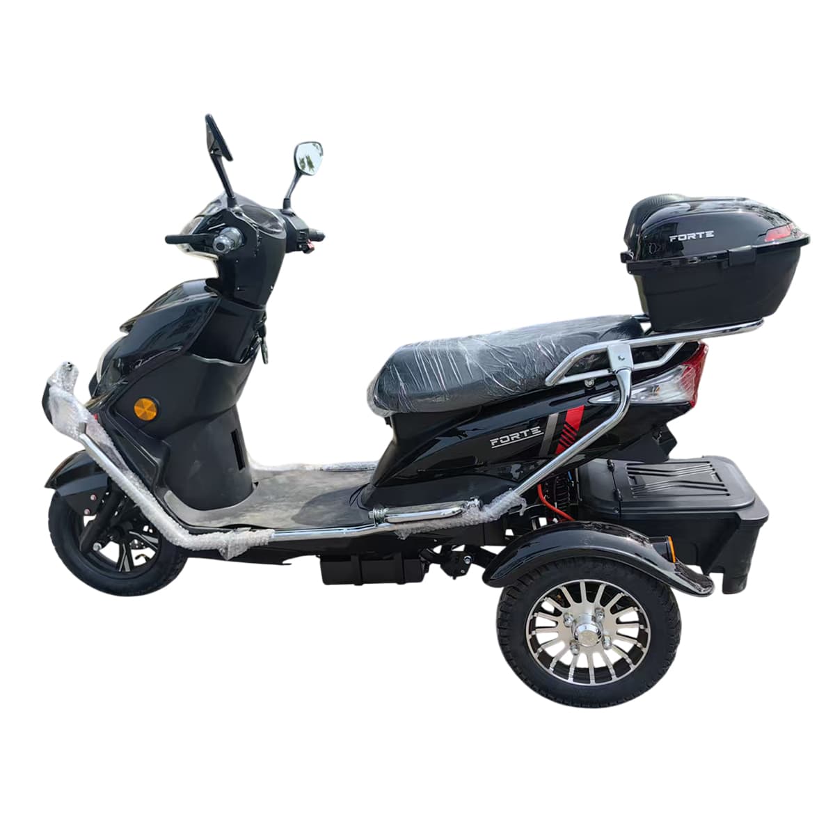 Скутер акумуляторний FORTE HAWK MAXI, чорний + 2 кут. кріплення + пласт. номер