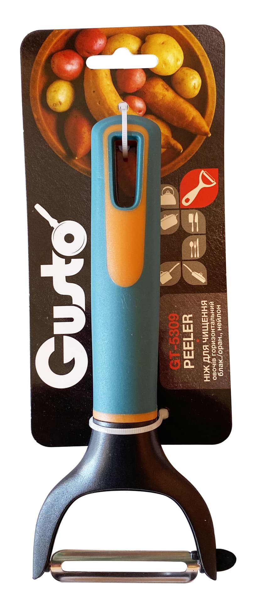 GT-5309 Ніж для чищення овочів горизонтальний GUSTO блак./помаранч.