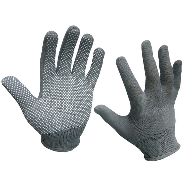 (WE2141) Рукавички трикотажні нейлонові, сірий колір, біла крапка WERK