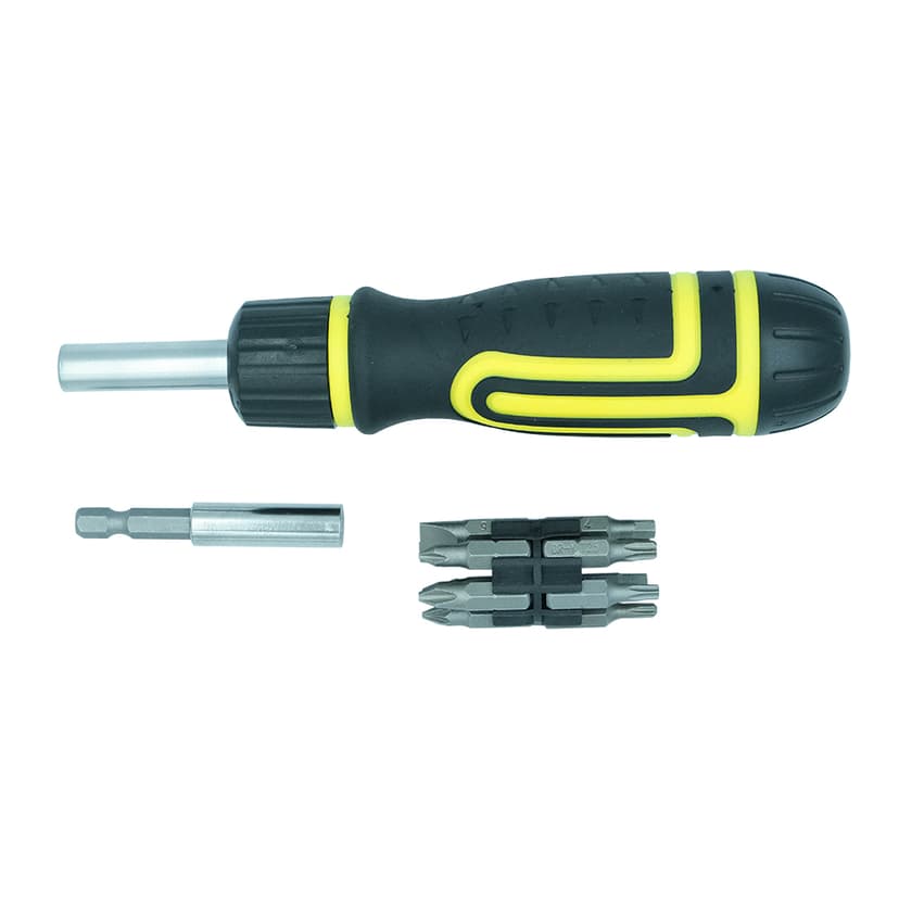 (49093) Викрутка з тріскачкою реверсивна 12 в 1 з набором біт СТАЛЬ