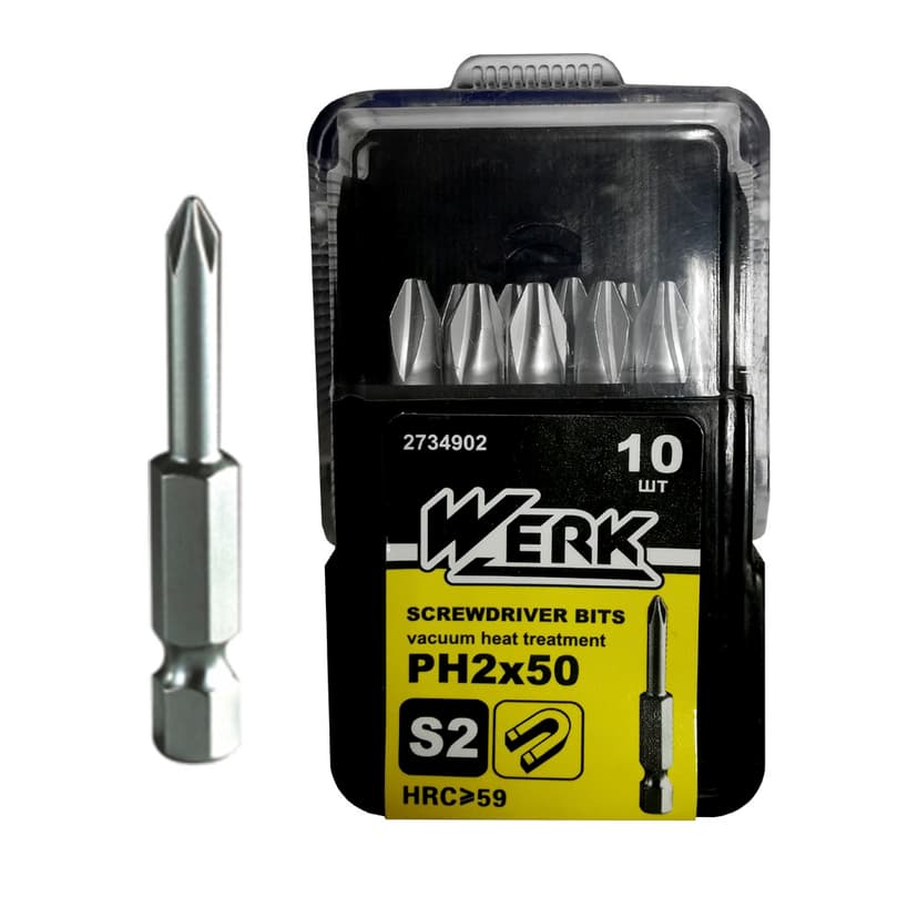 Біта - PH2 х 50мм, набір 10шт. (WERK)