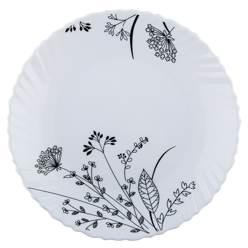 Чорно-біле суцвіття, Wave, Тарілка десертна, V-190BW, Vittora, 190 мм