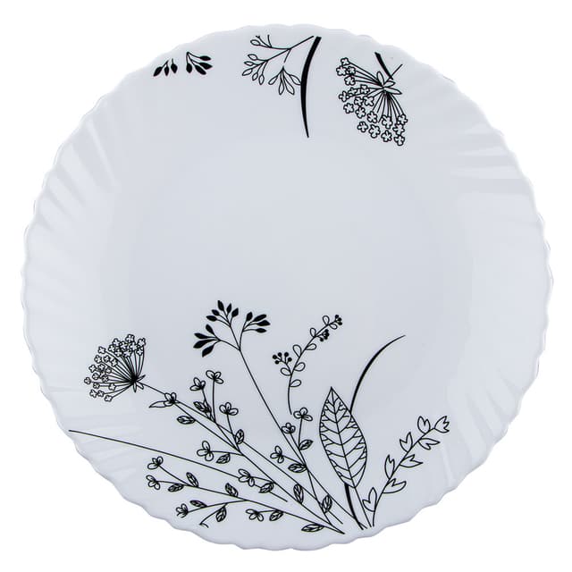 Чорно-біле суцвіття, Wave, Тарілка обідня, V-220BW, Vittora, 220 мм