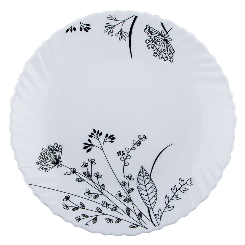 Чорно-біле суцвіття, Wave, Тарілка обідня, V-220BW, Vittora, 220 мм