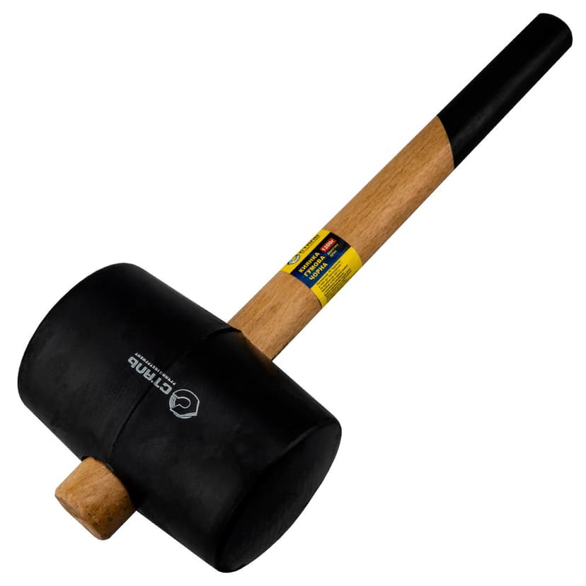 (44076) Киянка гумова чорна, дерев'яна ручка 1200 г Сталь