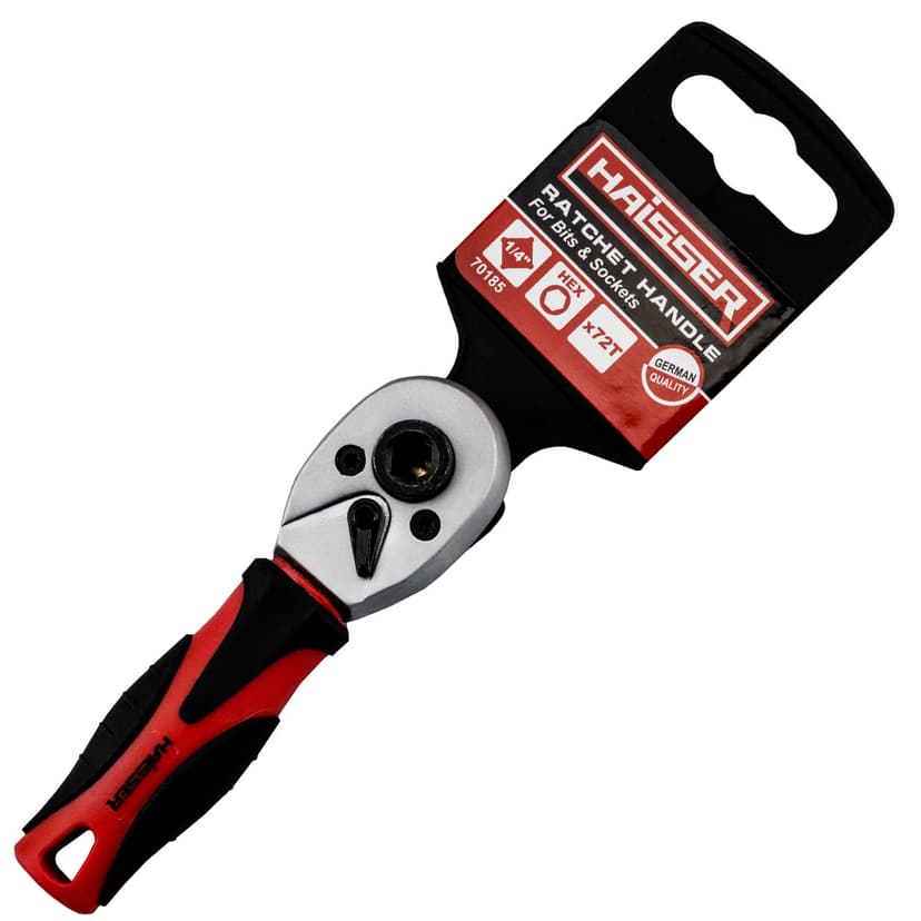 (70185) Ручка-тріскачка для біт і головок 1/4" 72 зубці з підв HAISSER