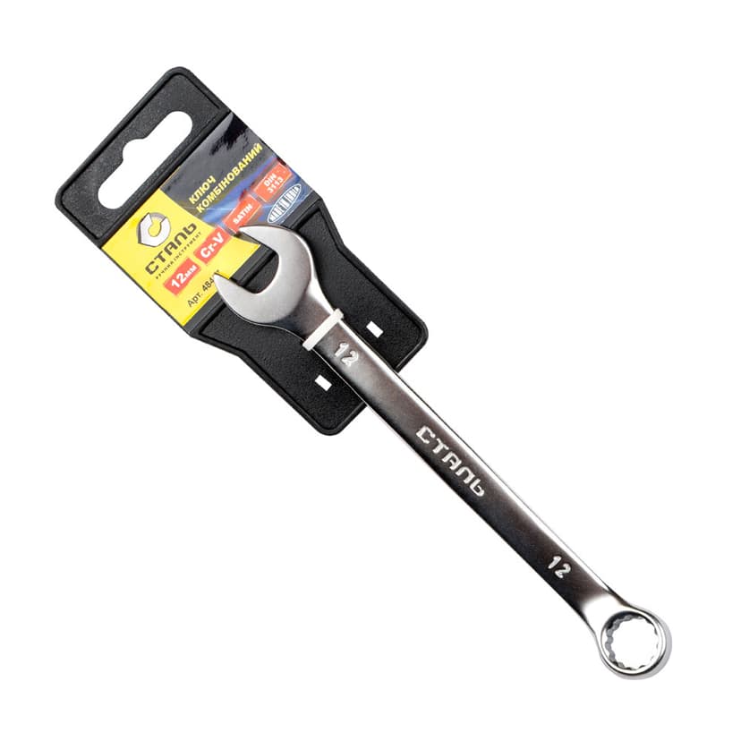 (48437) Ключ комбінований Cr-V Satin 12мм з підвіскою СТАЛЬ