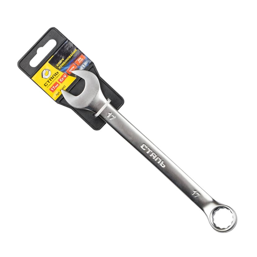 (48442) Ключ комбінований Cr-V Satin 17мм з підвіскою СТАЛЬ