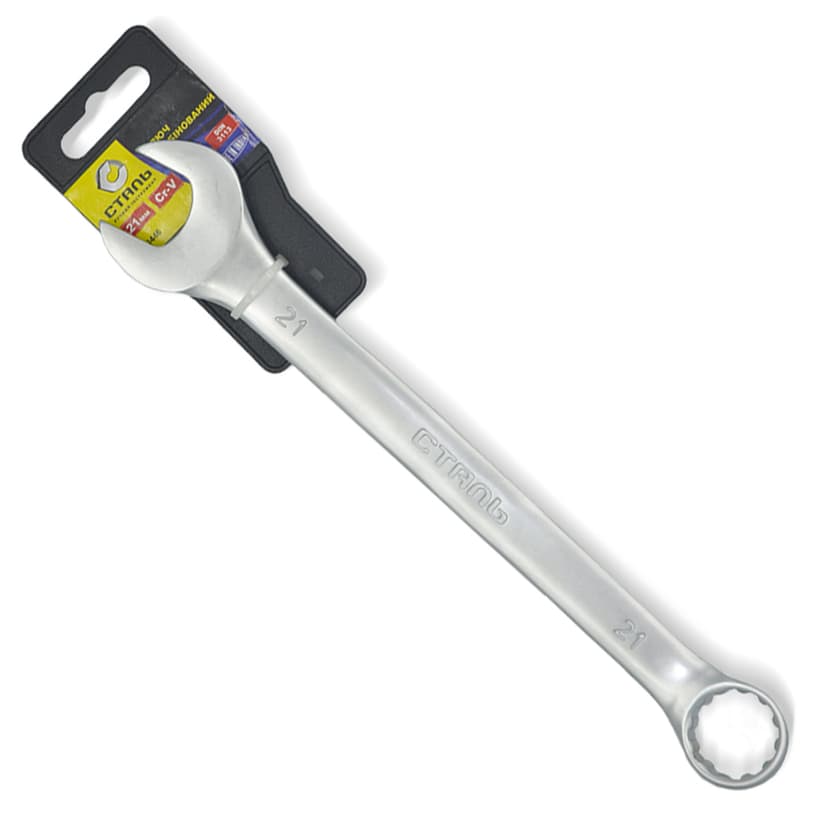 (48446) Ключ комбінований Cr-V Satin 21мм з підвіскою СТАЛЬ