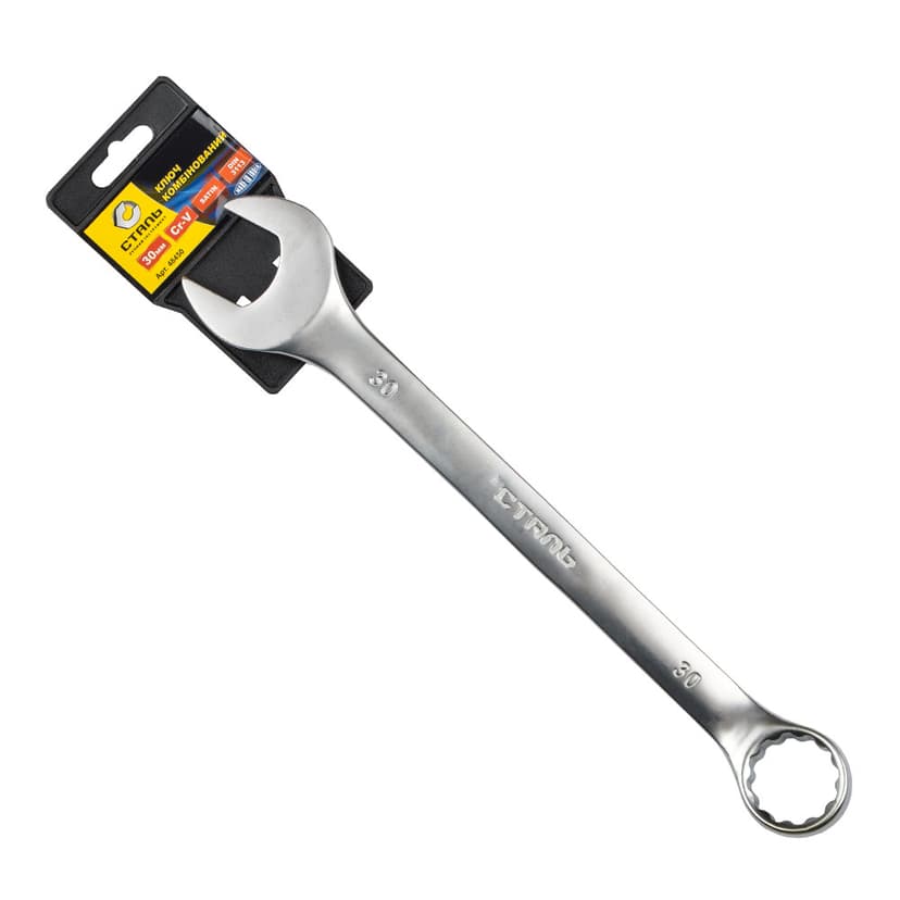 (48450) Ключ комбінований Cr-V Satin 30мм з підвіскою СТАЛЬ