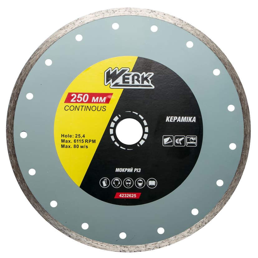 Диск алмазний по плитці - 250x7x25.4мм (WERK)