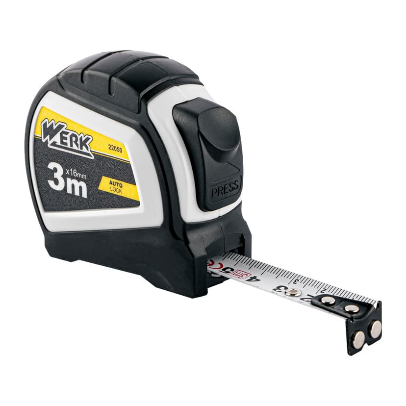 (22050) 3мх16мм рулетка прогум. корп., автост., магніт WERK