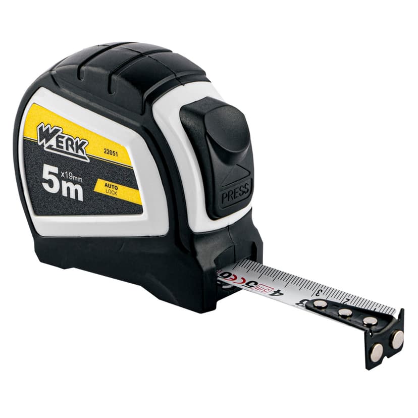 (22051) 5мх19мм рулетка прогум. корп., автост., магніт WERK