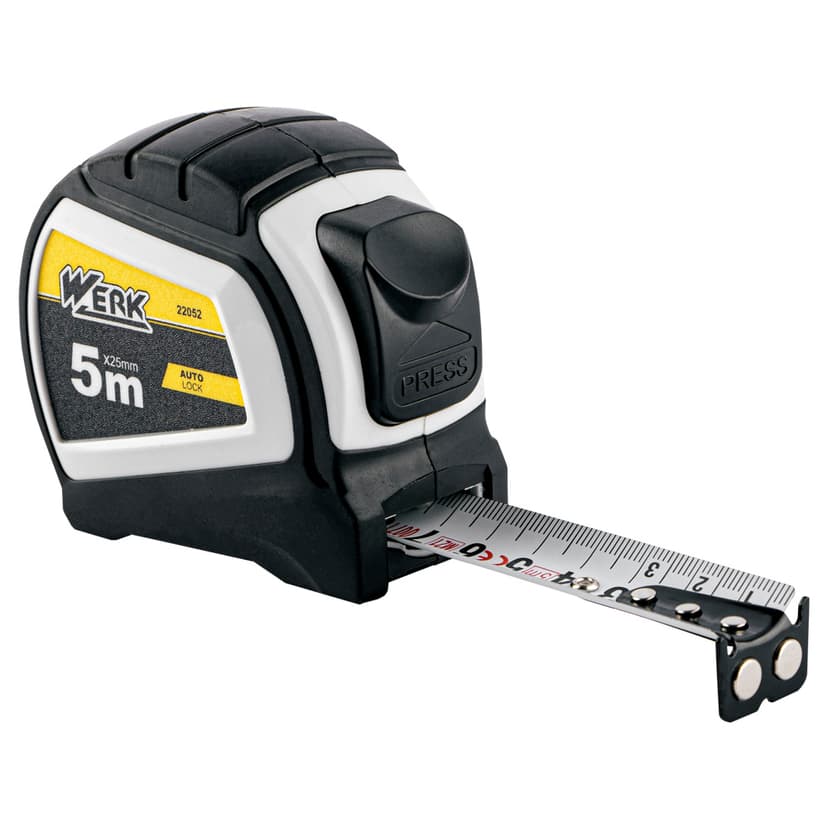 (22052) 5мх25мм рулетка прогум. корп., автост., магніт WERK