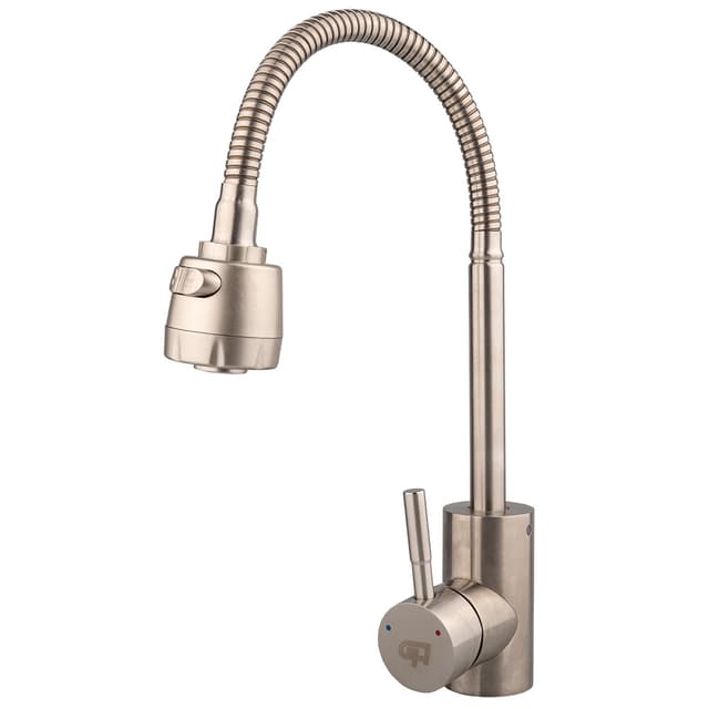 Змішувач д/кухні з гнучким виливом, корозійностійка сталь - 22.12.130