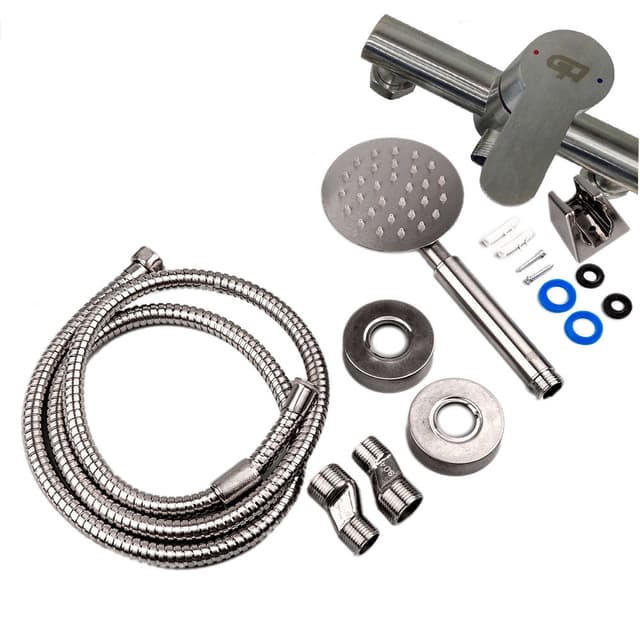 Змішувач д/душу з душ набором, колір сталі - 16.12.125 ACQUA (GH)