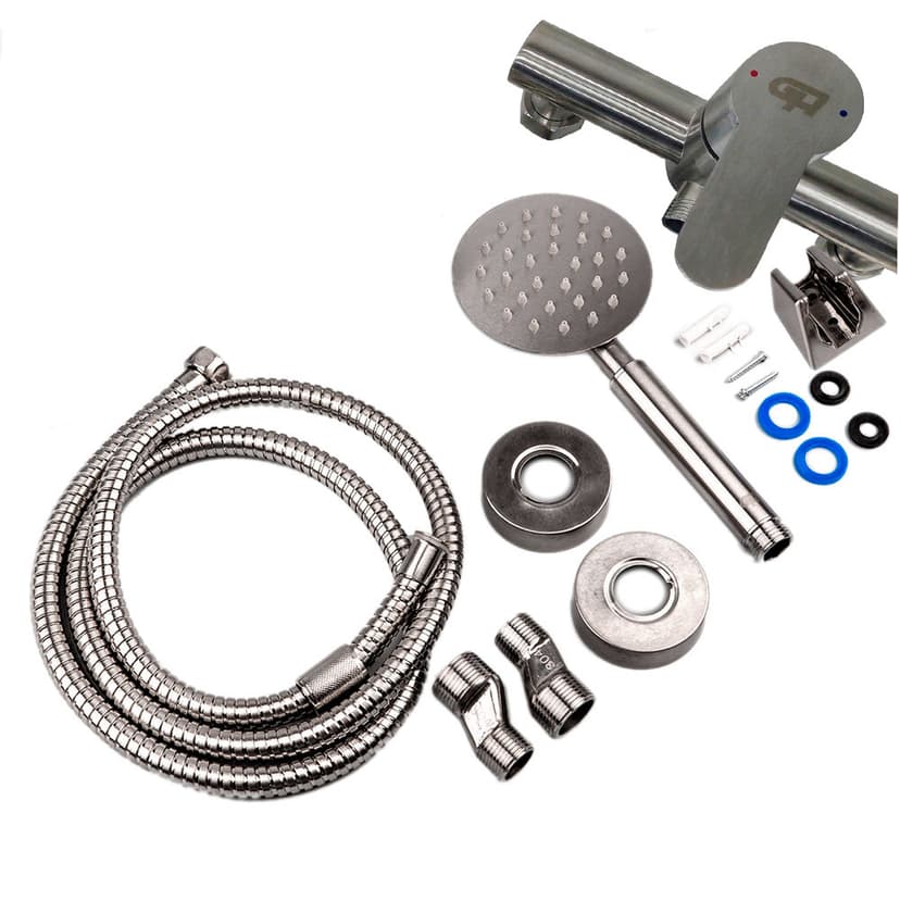 Змішувач д/душу з душ набором, колір сталі - 16.12.125 ACQUA (GH)