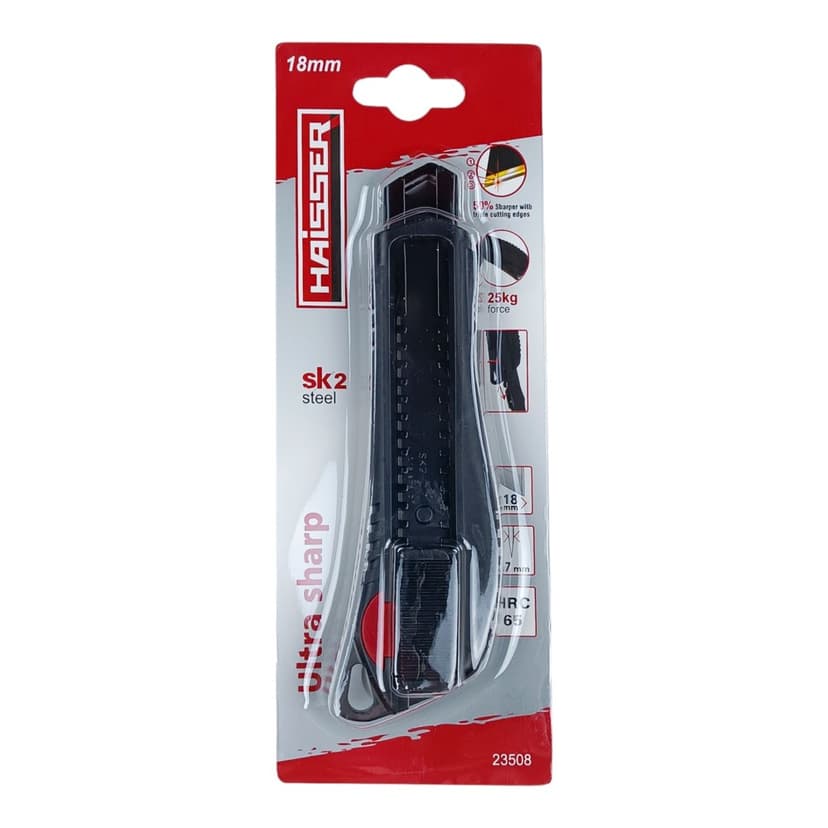 (23508) Ніж пласт. посилен., 18 мм, гум. встав., HAISSER