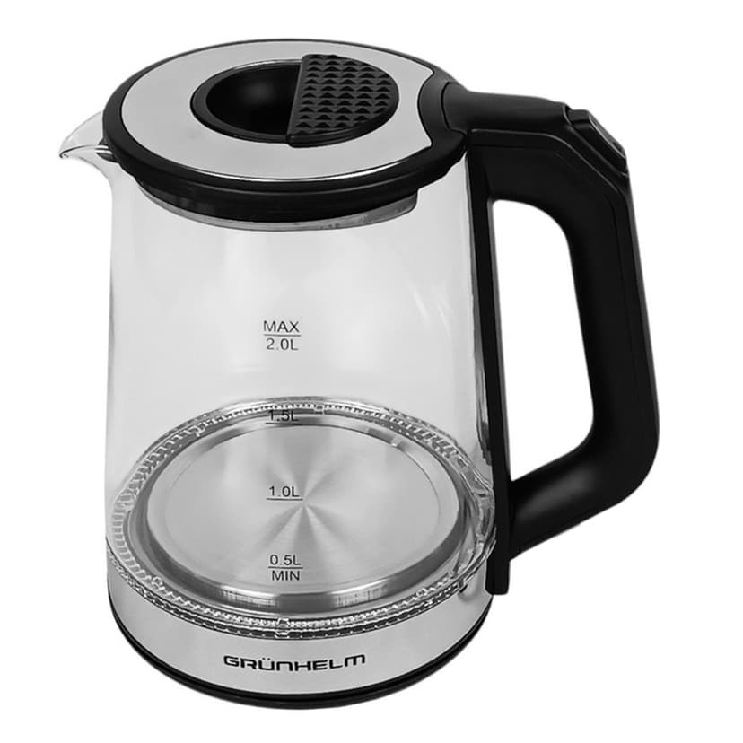 Електрочайник Скло - EKG-2313, 2,0л, 1500Вт, чорний, диск (GRUNHELM)