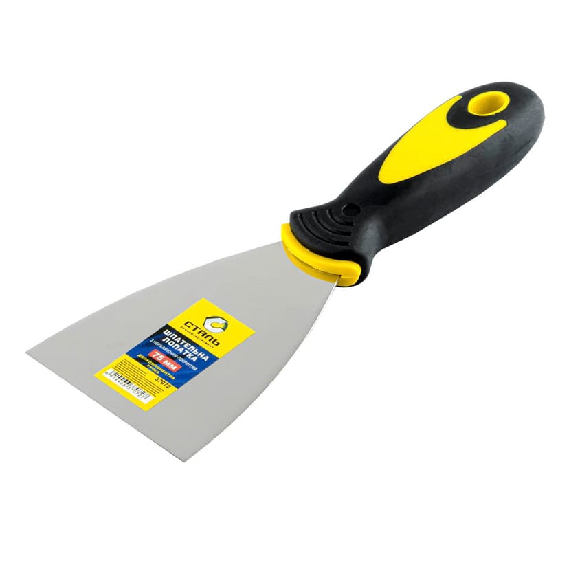 (37072) Шпательна лопатка з нерж. сталі двокомп. ручка 75 мм Сталь