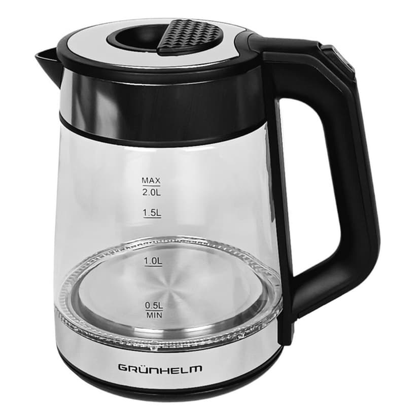 Електрочайник Скло - EKG-2320, 2,0л, 1500Вт, чорний, диск (GRUNHELM)