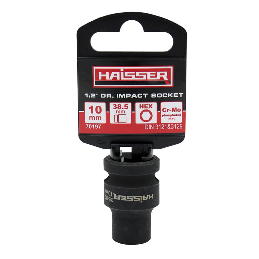 (70197) Головка ударна шестигранна 1/2" фосфат. 10ммx38.5мм HAISSER