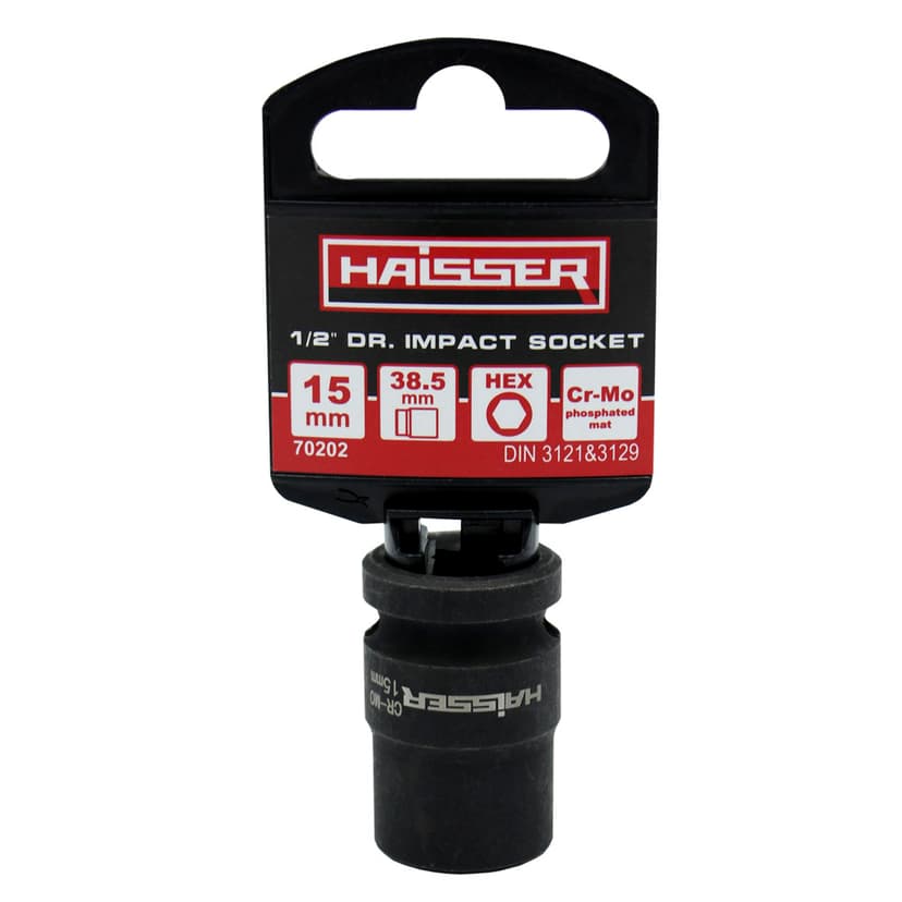 (70202) Головка ударна шестигранна 1/2" фосфат. 15ммx38.5мм HAISSER