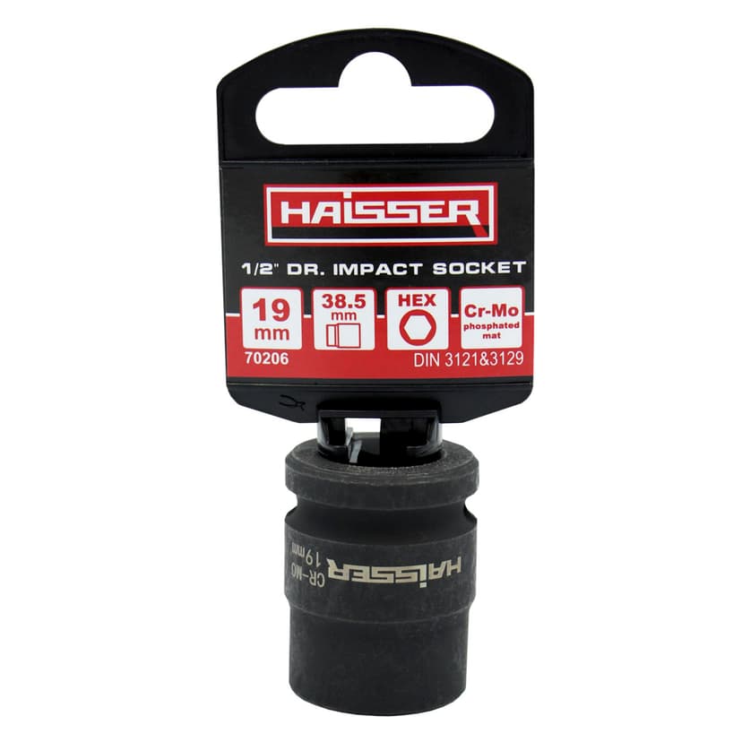 (70206) Головка ударна шестигранна 1/2" фосфат. 19ммx38.5мм HAISSER