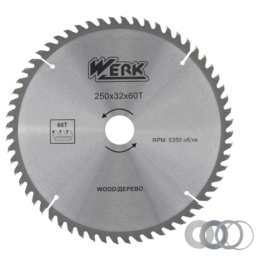 Диск пильний по дереву - 250x32 60 зуб. (WERK)
