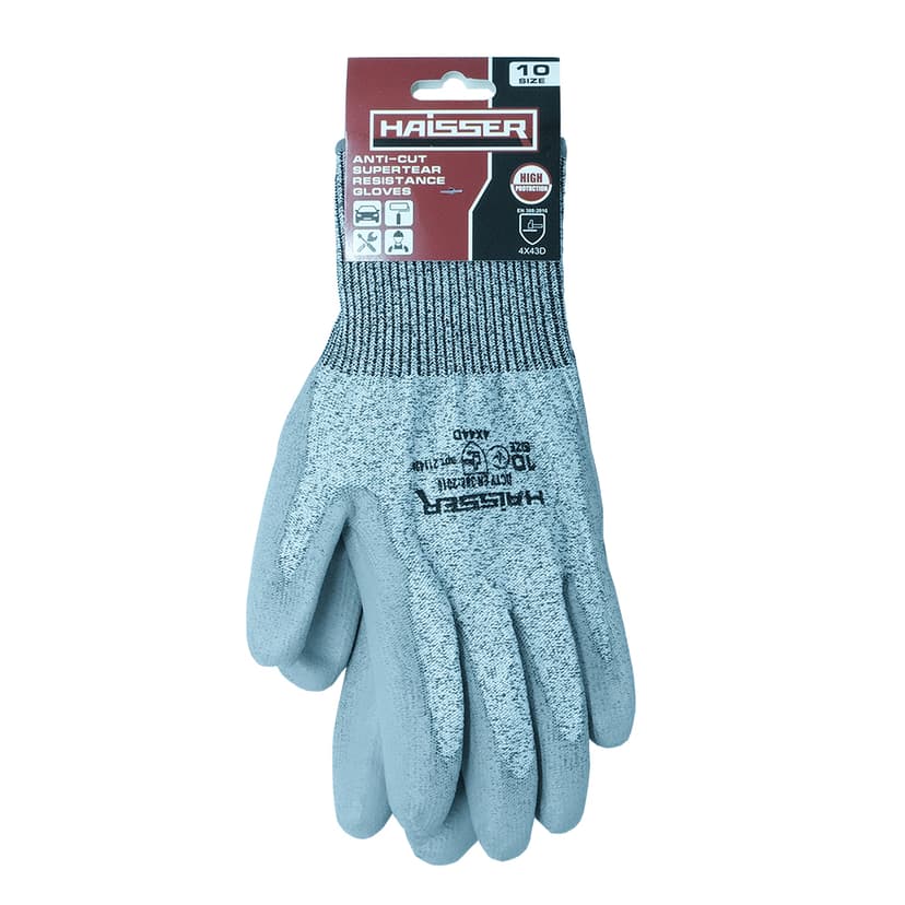 (211424) Рукавички захисні сірі, з сірим поліуретановим покриттям з підв. HAISSER