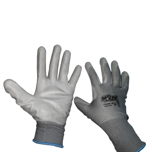 (WE2136) Рукавички трикотажні ПЕ, сірий колір, ПУ покр. 10р. WERK