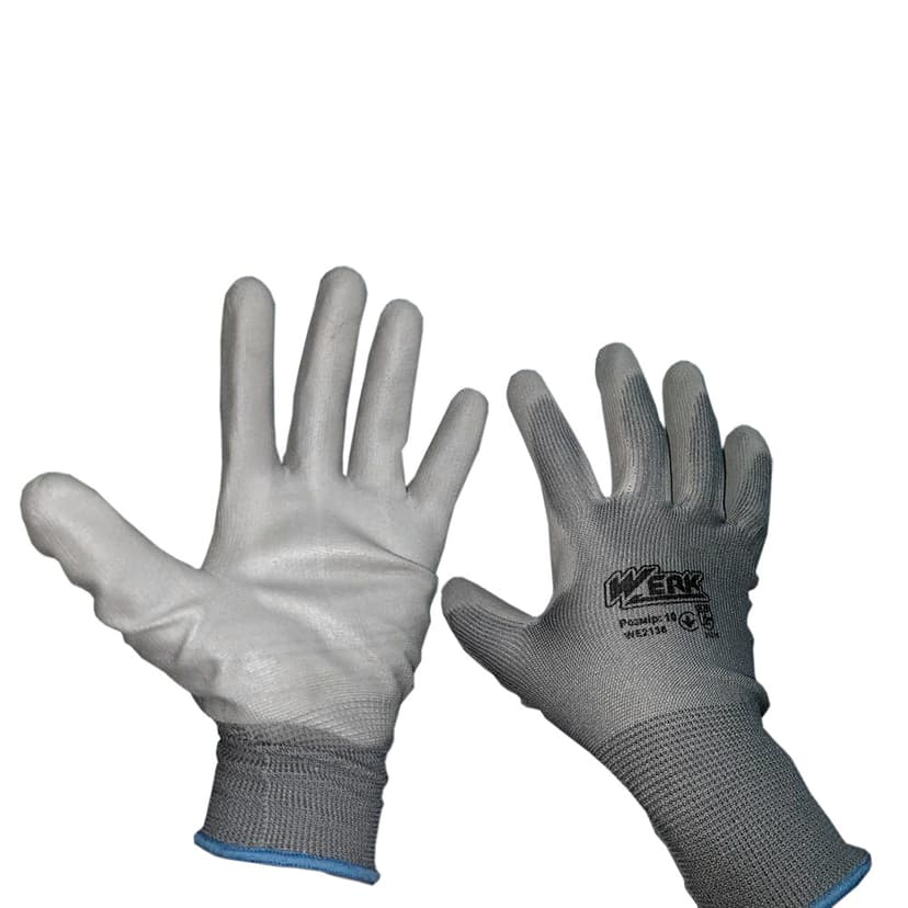 (WE2136) Рукавички трикотажні ПЕ, сірий колір, ПУ покр. 10р. WERK
