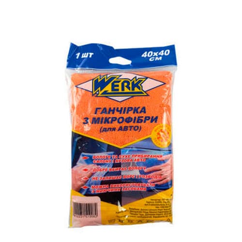 Серветка двустороння для авто 40x40см 1шт - WCC-01MF (WERK)