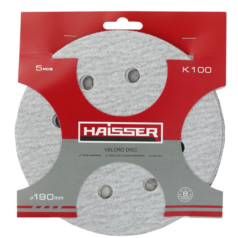 Круг шліфувальний самоклеючий з отв. - 190мм, k 100, н-р 5шт (HAISSER)