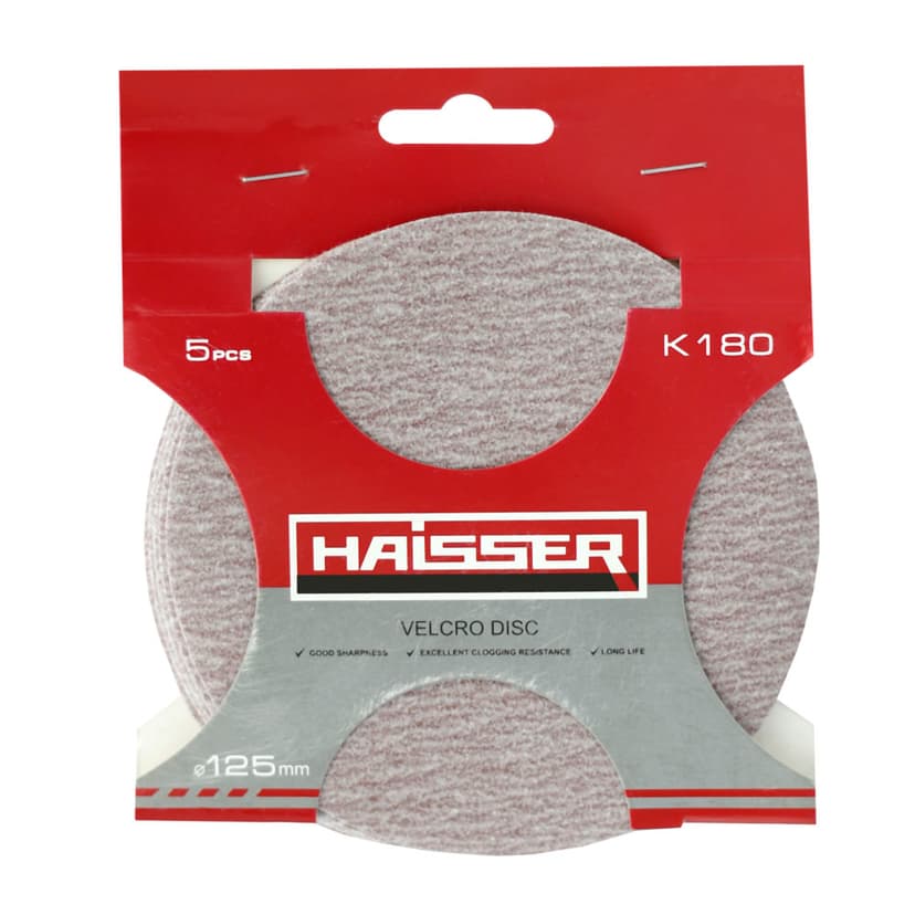 Круг шліфувальний самоклеючий - 125мм, k 180, н-р 5шт (HAISSER)