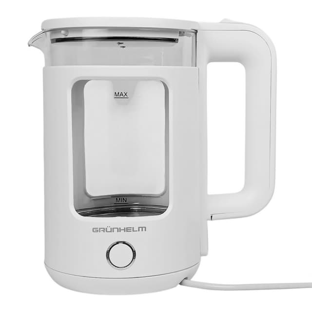 Електрочайник Скло - EKS-18101SW, 1,8л, 1500Вт, білий, диск (GRUNHELM)