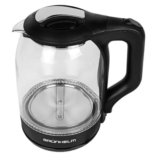 Електрочайник Скло - EKG-1843B, 1,8л, 1500Вт, чорний, диск (GRUNHELM)