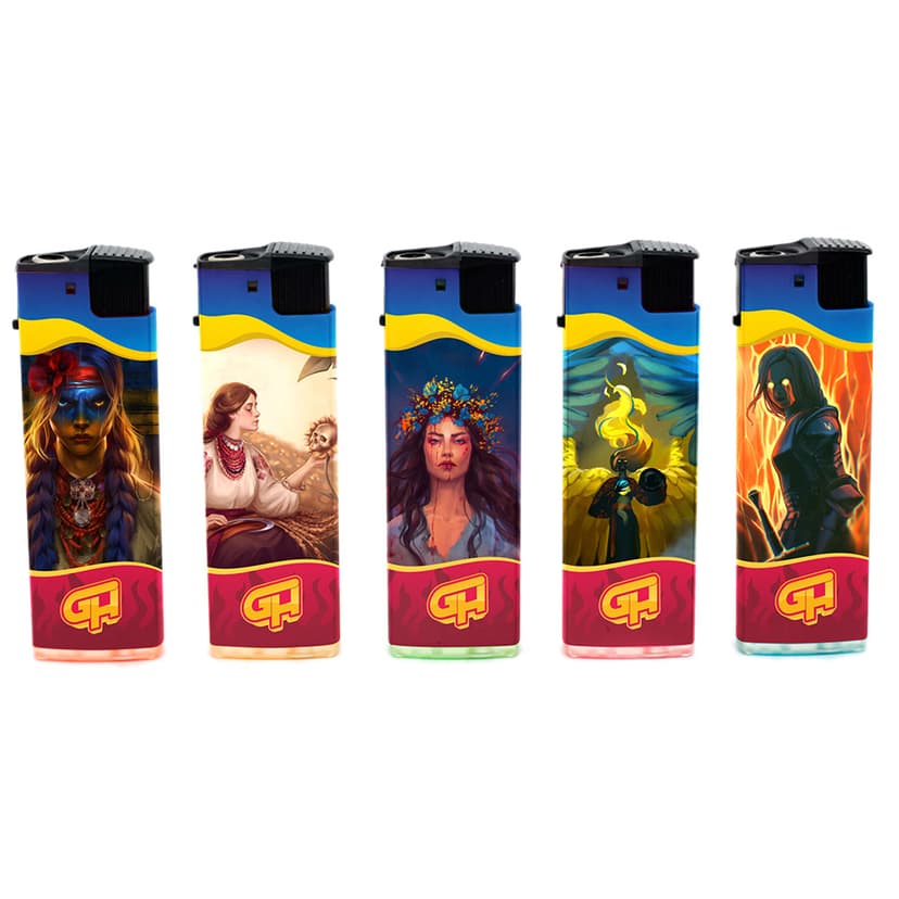 Запальничка - FV12G Turbo (дозаправка, патріотичний принт) (GH)