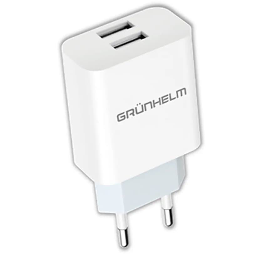 Блок живлення - GWC-02, 5V/2,1А, 2 USB, білий (GRUNHELM)