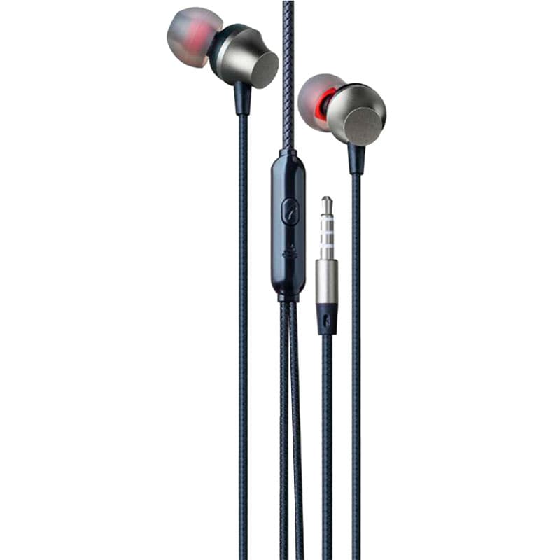 Навушники провідні з мікрофоном, 1,2м - GEP-04B, чорні (GRUNHELM)