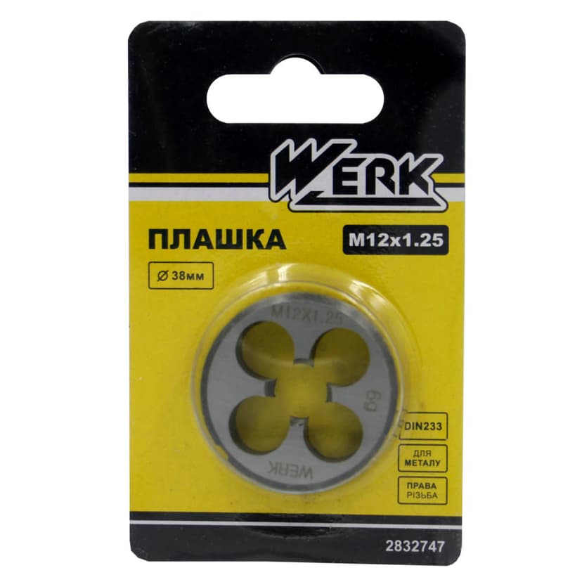 Плашка M12x1.25,38x13мм, 1шт. (WERK)