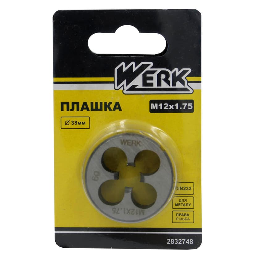 Плашка M12x1.75,38x13мм, 1шт. (WERK)
