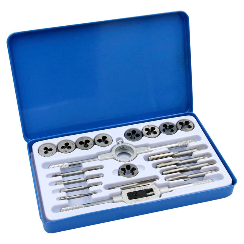 Набір мітчиків та плашок 20 од. (М3,М4,М5,М6,М7,М8,М9,М10,М12, тримачі 2шт.) (WERK)