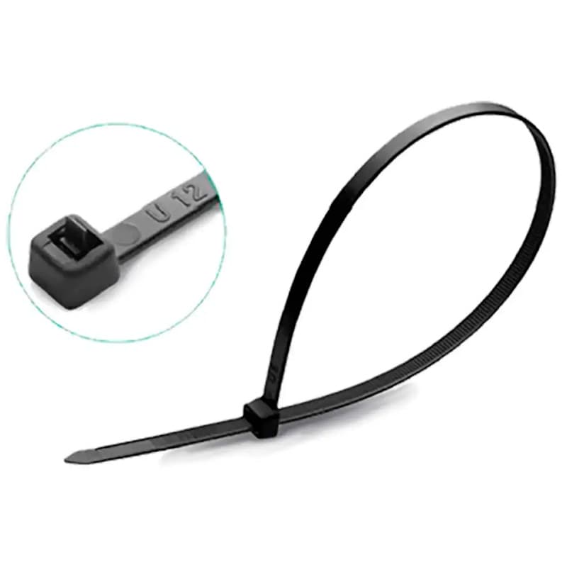 Хомут нейлоновий - 5х200 багаторазовий чорний, уп.100шт. (HAISSER)