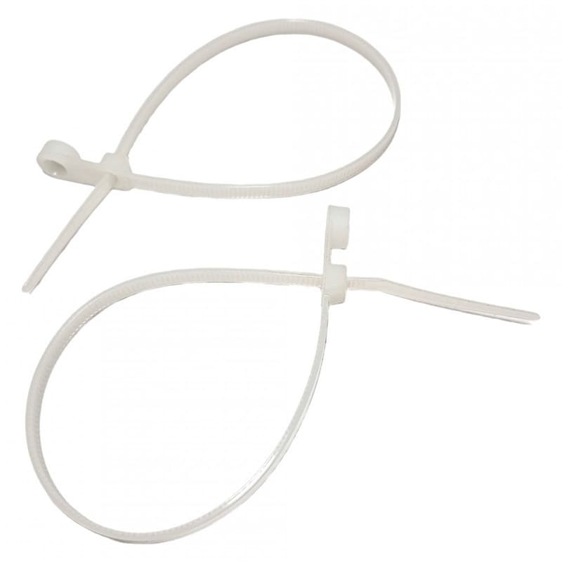 Хомут нейлоновий - з кільцем 4х150 білий, уп.100шт. (HAISSER)