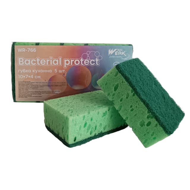 Губка кухонна Bacterial protect  (WERK), 10x7x4 см