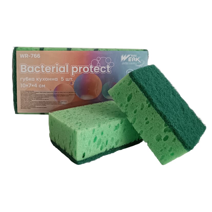 Губка кухонна Bacterial protect (WERK), 10x7x4 см