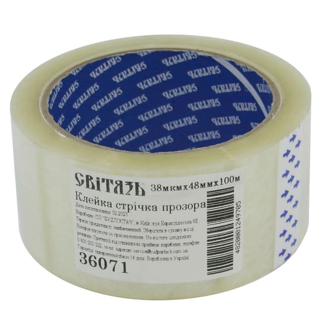 (36071) Клейка стрічка прозора 38мкмх48ммх100м (СВІТЯЗЬ)