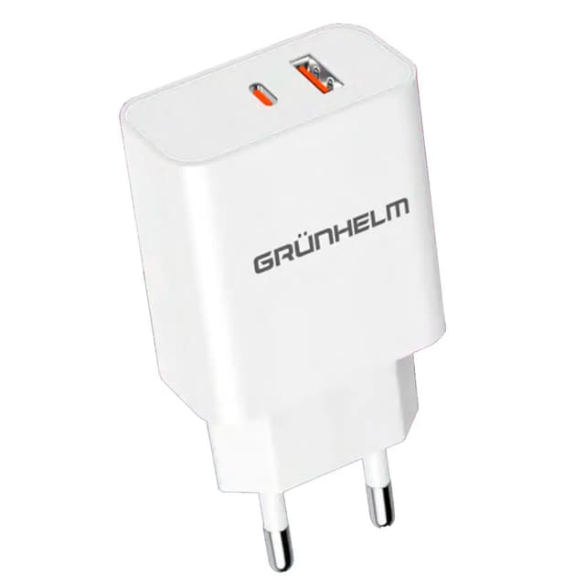 Блок живлення - GWC-03QC,  1 USB, 1 Type-C ,  білий (GRUNHELM)