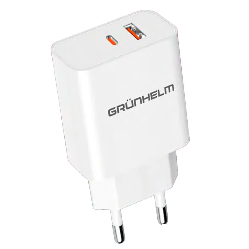 Блок живлення - GWC-03QC, 1 USB, 1 Type-C , білий (GRUNHELM)